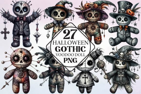 Download Watercolor Halloween Gothic Voodoo Doll - Voodoo doll Collection