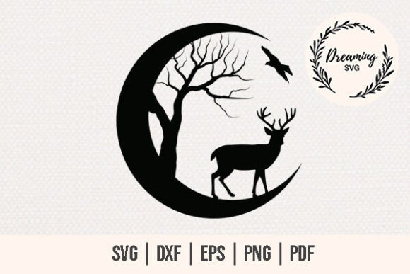 Download Deer SVG - Moon Wildlife SVG - Buck SVG - Premium Resources