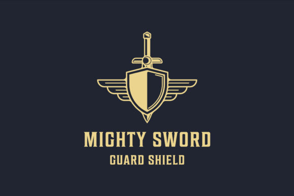 Download Shield and Sword Logo with Wings Vintage - Logo Collection