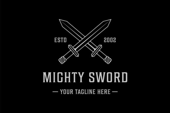Download Cross Sword Logo Line Art Simple Design - Logo Collection